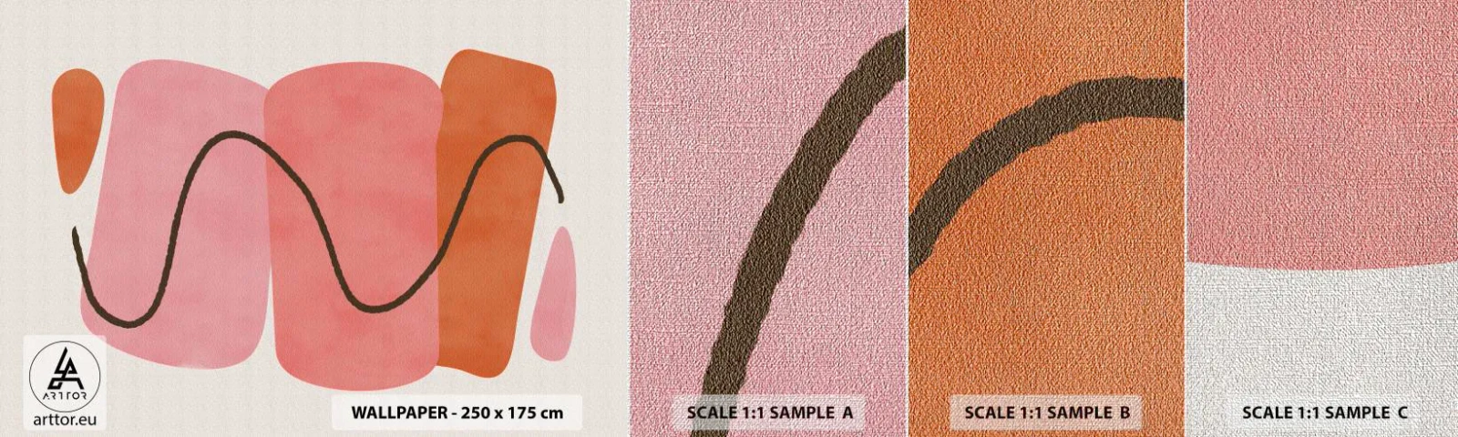 Mostră tapet Premium Canvas - Mișcarea blândă a formelor - Abstracția, Minimalism, Pastel - 100x30 cm