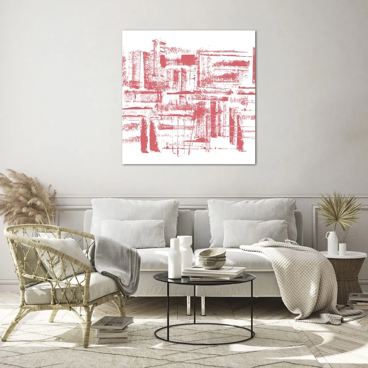 Tablou pe sticlă - Orașul roșu - 50x50 cm