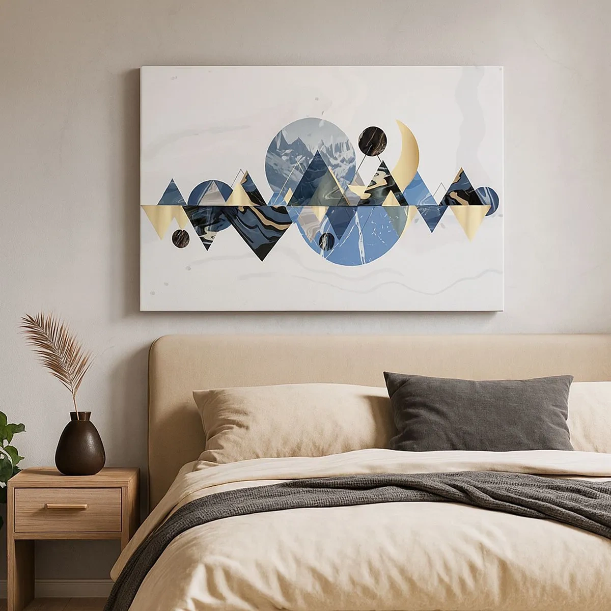 Tablou pe pânză Canvas - Modele geometrice abstracte cu motive montane - 70x50cm - Peisaj geometric - Decorațiune modernă pentru perete pentru living și dormitor ARTTOR