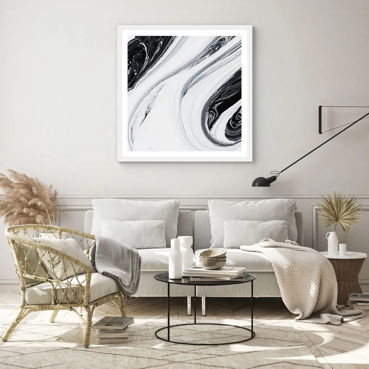 Poster în ramă albă - Combinație de contrarii - 30x30 cm