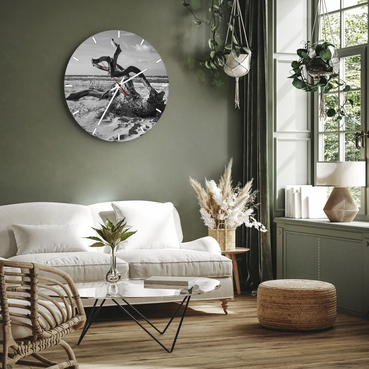 Ceas de perete - Ceas pe sticlă - Sculptură marină - 40x40 cm