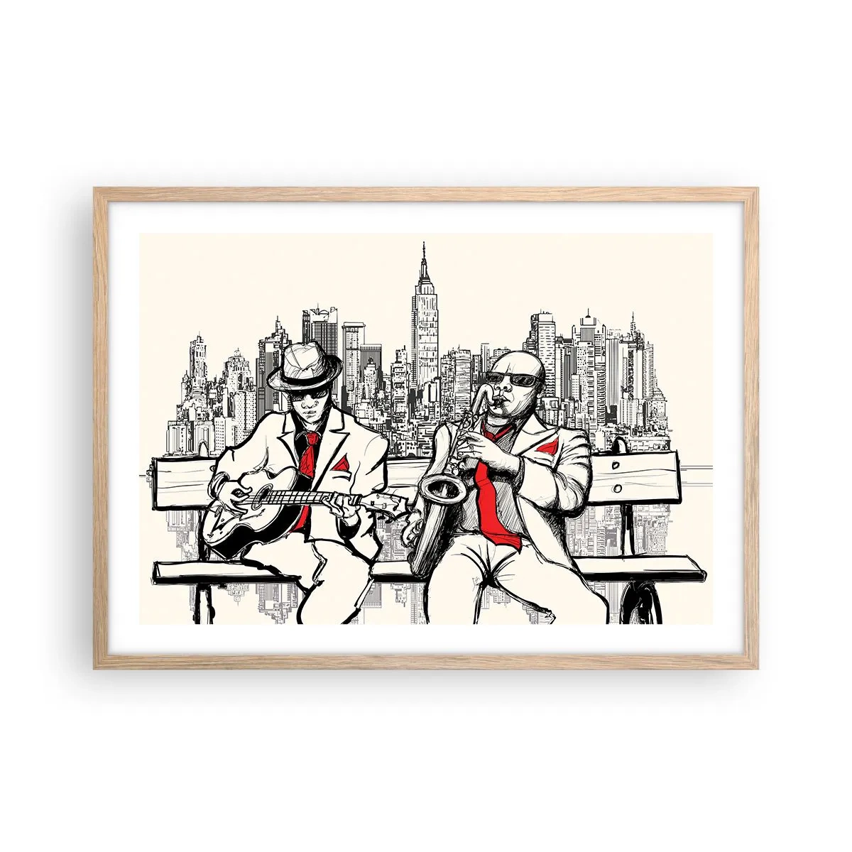 Poster în ramă de stejar deschis - Improvizație la New York - 70x50 cm