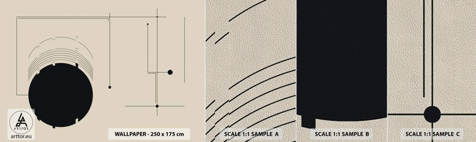 Mostră tapet Premium Sand - Compoziție flexibilă și dinamică - Geometric, Minimalism, Estetic - 100x30 cm