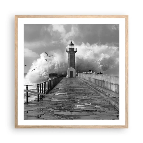 Poster în ramă de stejar deschis - Fără frică  - 60x60 cm