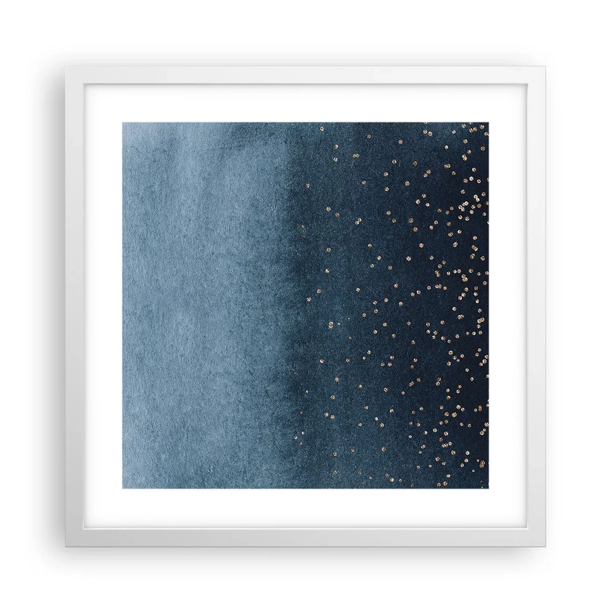 Poster în ramă albă - Compoziție - faze albastre - 40x40 cm