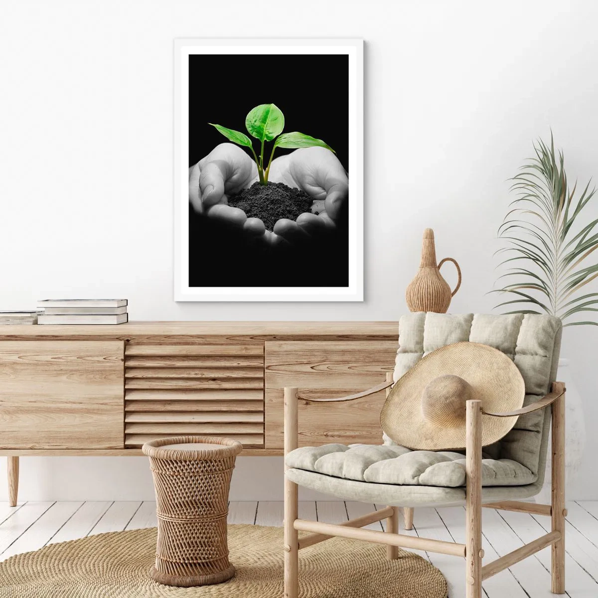 Poster în ramă albă - Iubesc natura, o protejez - 70x100 cm