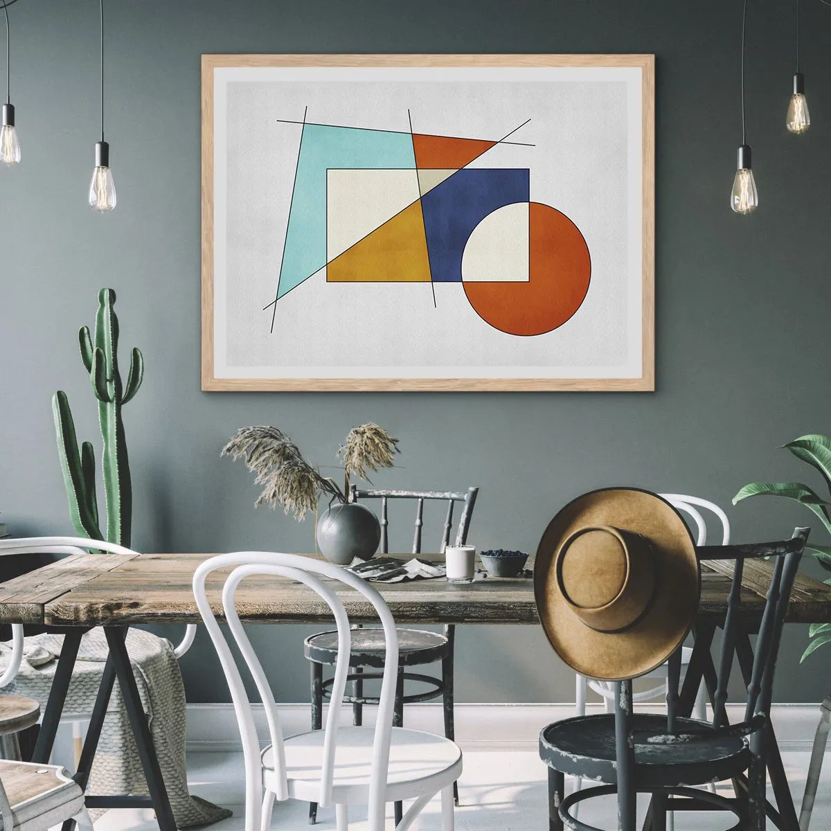 Poster în ramă de stejar deschis - Abstracție: distracție modernistă - 70x50 cm