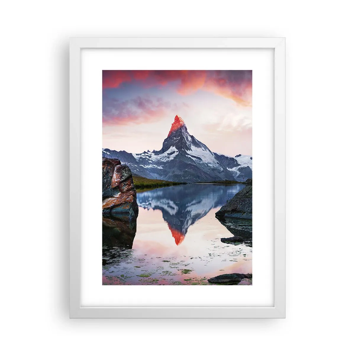 Poster în ramă albă - Inima munților este fierbinte - 30x40 cm