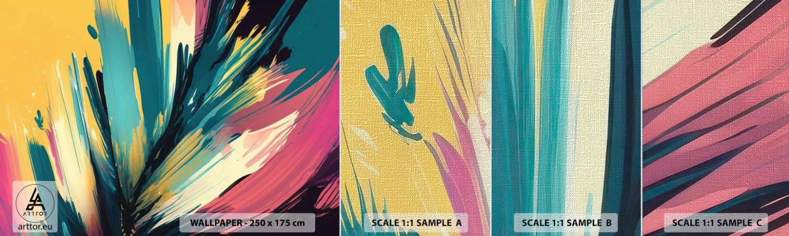 Mostră tapet Premium Canvas - Compoziția - o explozie de bucurie - Abstracţionism, Bucată, Modern - 100x30 cm