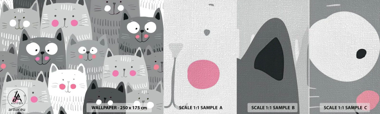 Mostră tapet Premium Canvas - Lumea felină - Pentru copii, Pisică, Animale - 100x30 cm