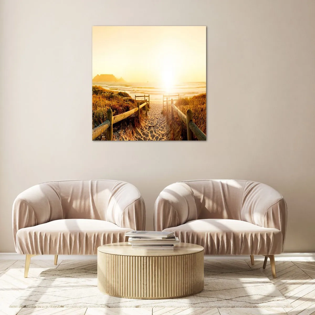 Tablou pe sticlă - Prin dune spre soare - 30x30 cm