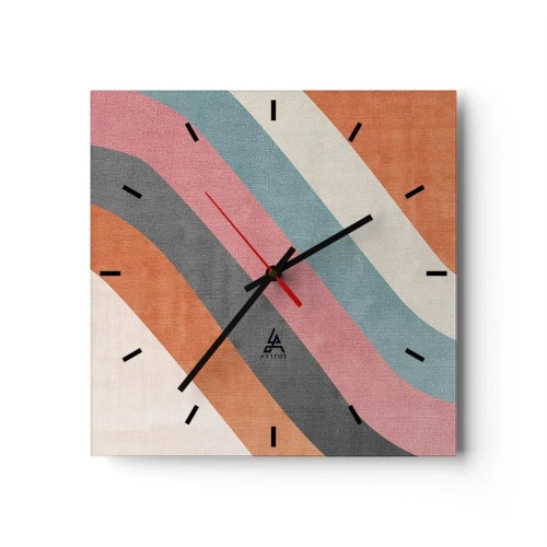 Ceas de perete - Ceas pe sticlă - Compoziție diagonală - mișcare - 30x30 cm