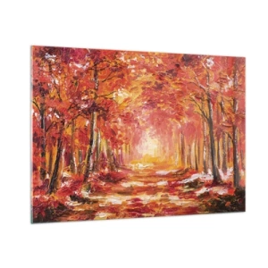 Tablou pe sticlă - Pădurea de cupru - 100x70 cm