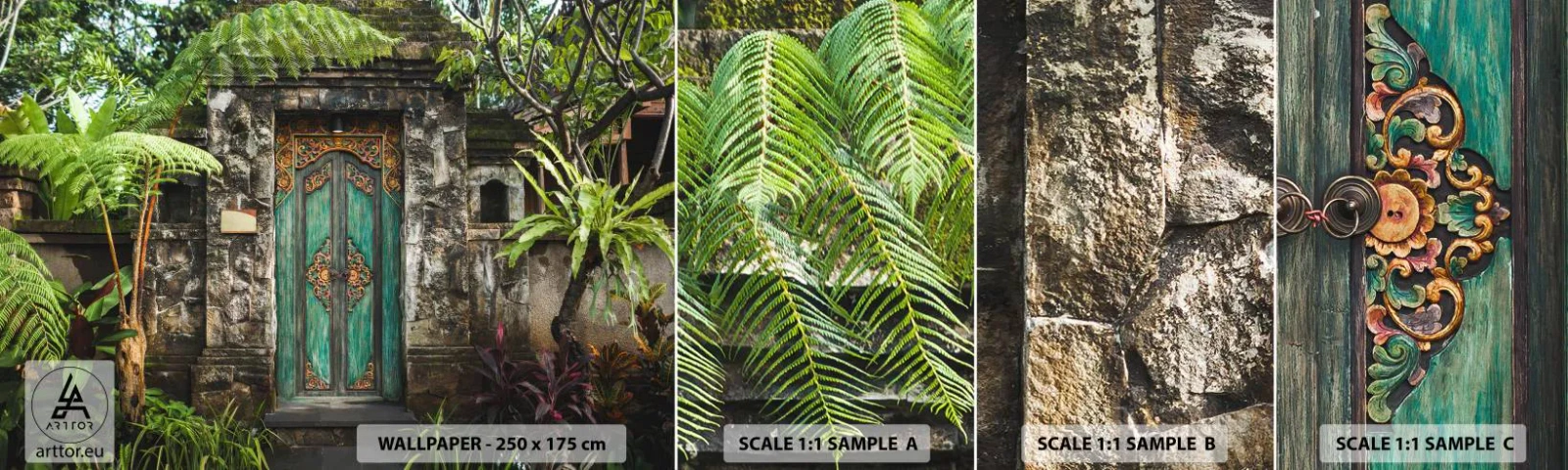 Mostră de Tapet Standard Eco - O ușă către o lume exotică - Ușă Cu Ornament, Arhitectură, Mister - 100x30 cm