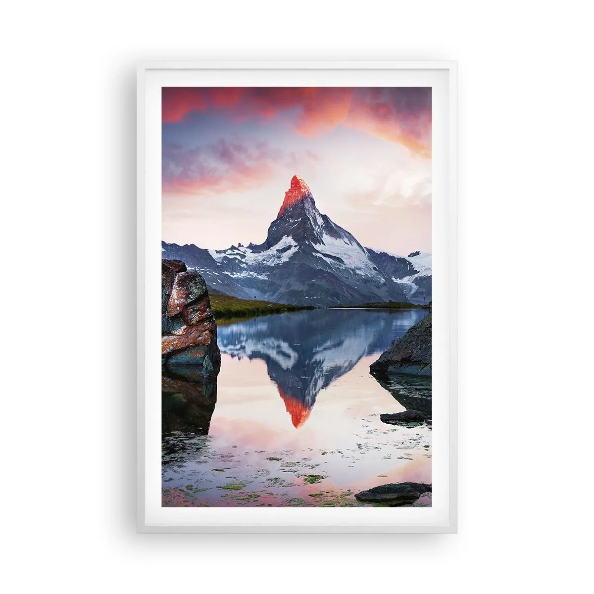Poster în ramă albă - Inima munților este fierbinte - 61x91 cm