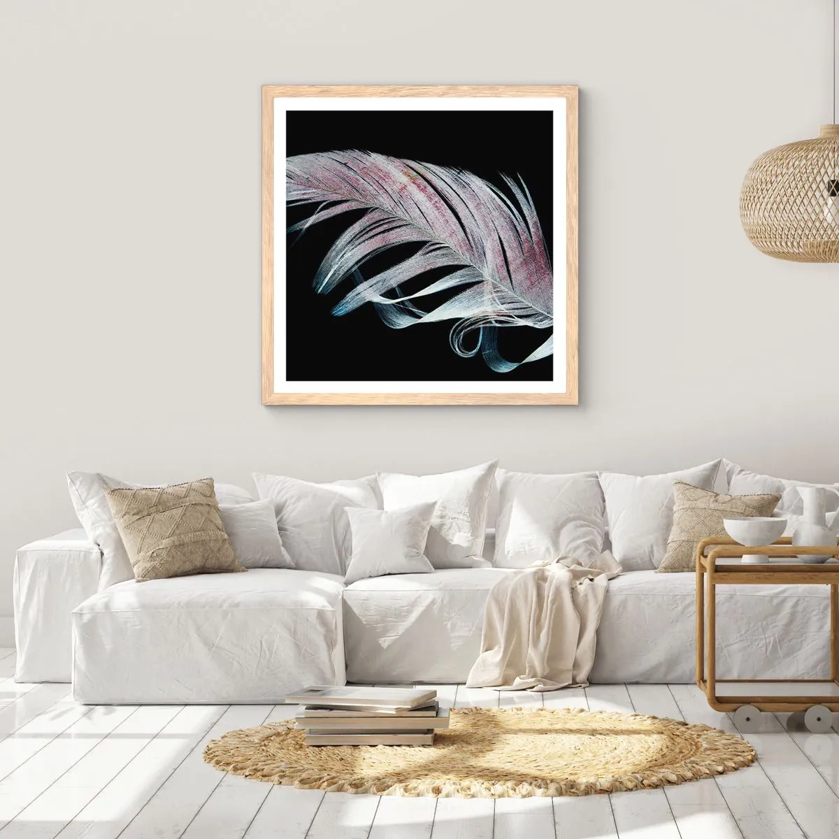 Poster în ramă de stejar deschis - Gândește-te la atingere - 60x60 cm