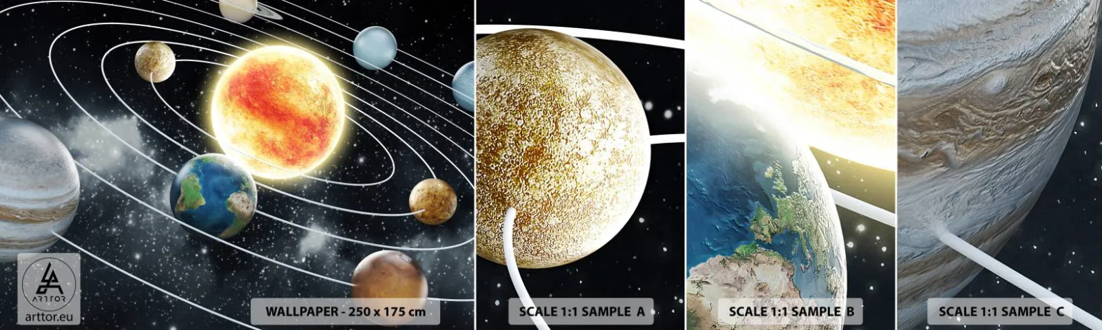 Mostră tapet autocolant Deluxe Sticker - Dans cosmic - Cosmos, Galaxie, Sistem solar - 100x30 cm