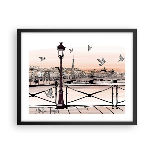 Poster în ramă neagră - Deasupra acoperișurilor Parisului - 50x40 cm