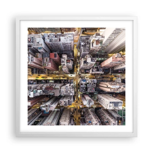 Poster în ramă albă - Salutări din Hongkong - 50x50 cm