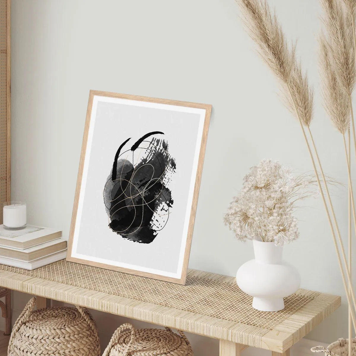 Poster în ramă de stejar deschis - Provenit din negru - 50x70 cm