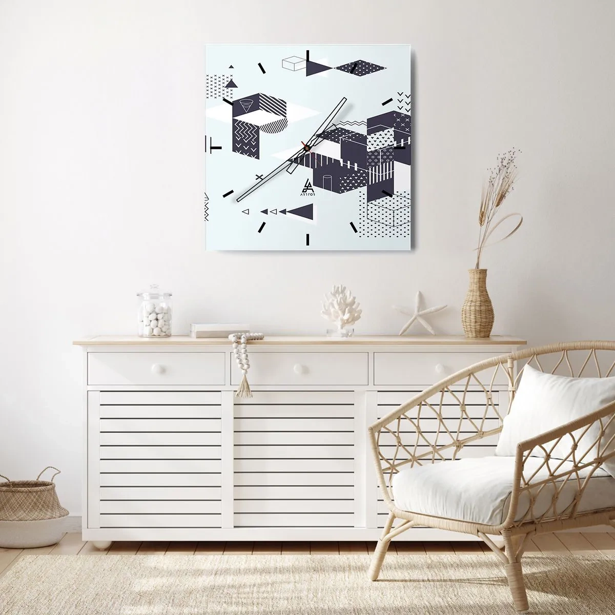 Ceas de perete - Ceas pe sticlă - În sufletul matematicii - 30x30 cm