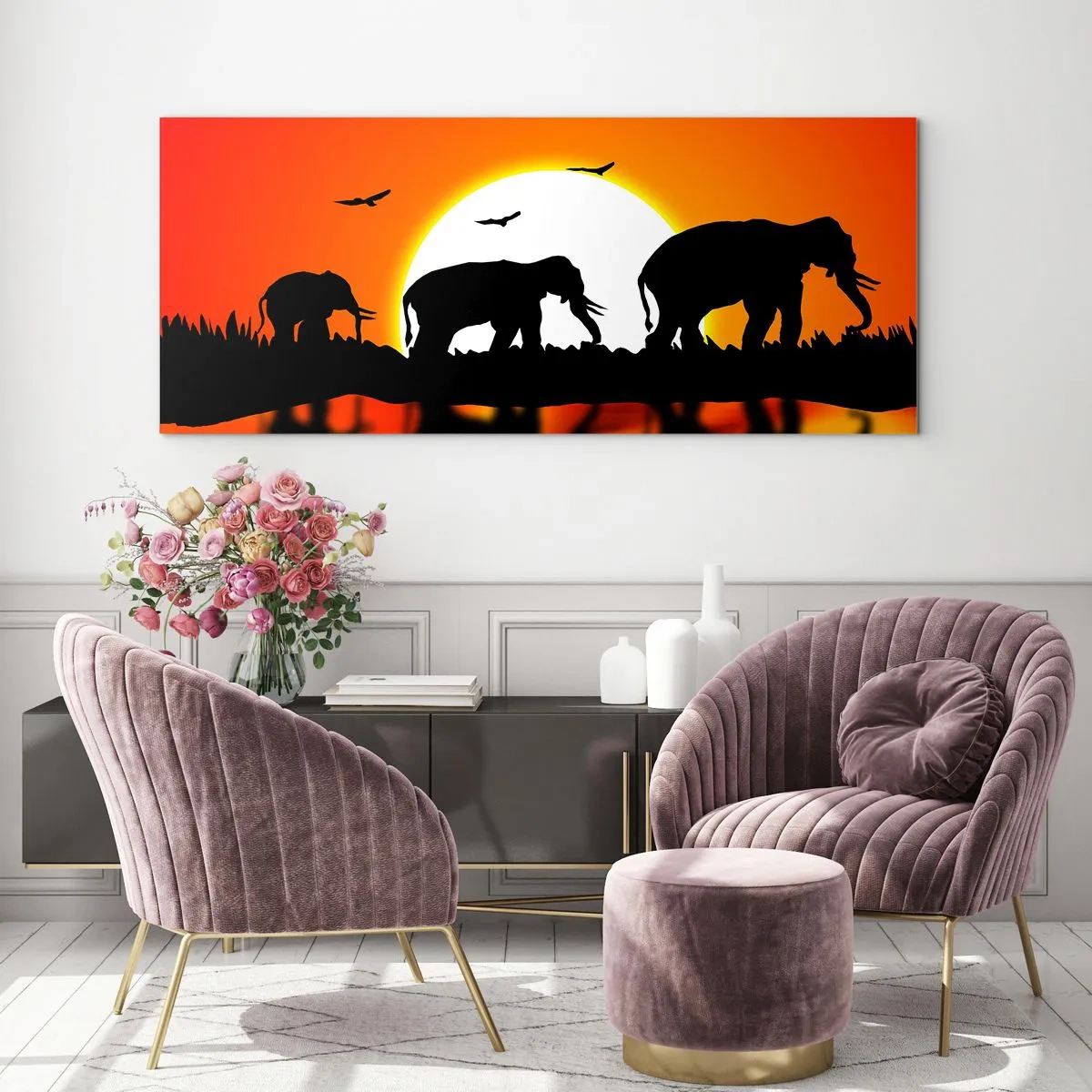 Tablou pe sticlă - Și seara pentru un pahar - 90x30 cm