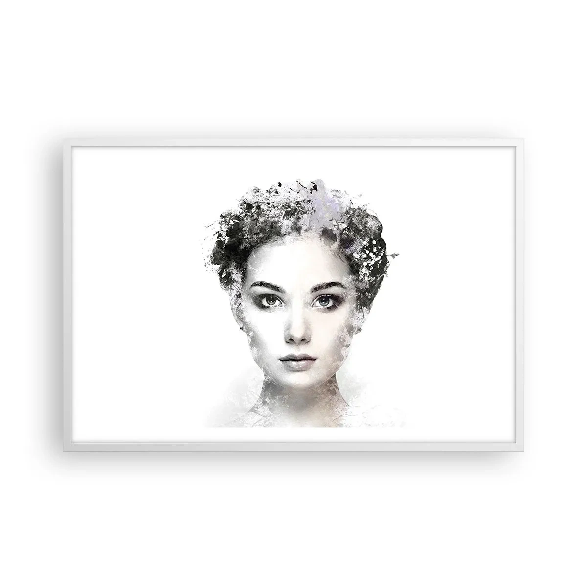 Poster în ramă albă - Un portret extrem de elegant - 91x61 cm