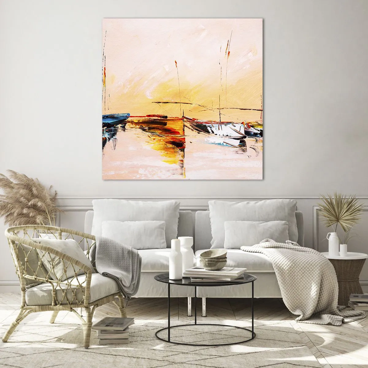 Tablou pe sticlă - O seară în golf - 70x70 cm