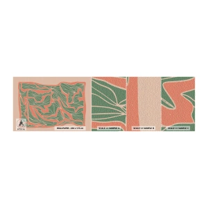 Mostră de Tapet Standard Eco - Lupta dintre coral și verde - Boho, Pastel, Bucată - 100x30 cm
