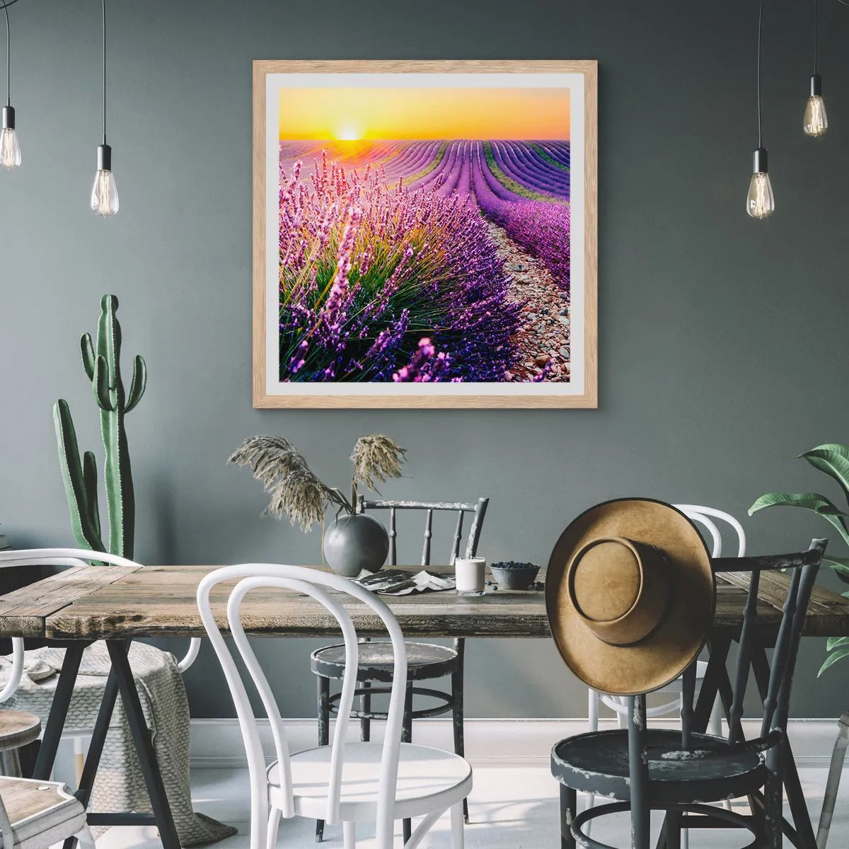 Poster în ramă de stejar deschis - Câmpul parfumat - 60x60 cm