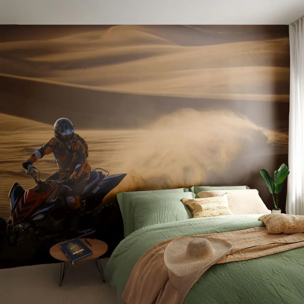 Tapet Premium Canvas - Pe valuri de nisip - Quad, Automobile, Deşert - 350x256 cm