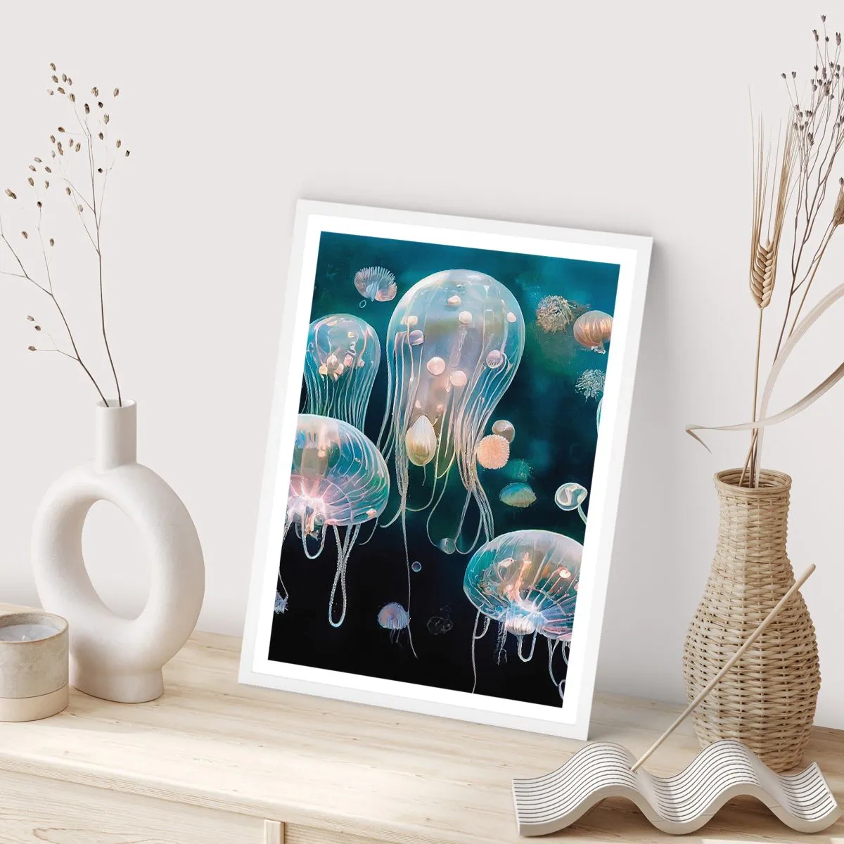 Poster în ramă albă - Balul subacvatic - 61x91 cm