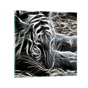 Tablou pe sticlă - Un studiu al lejerității felinelor - 40x40 cm