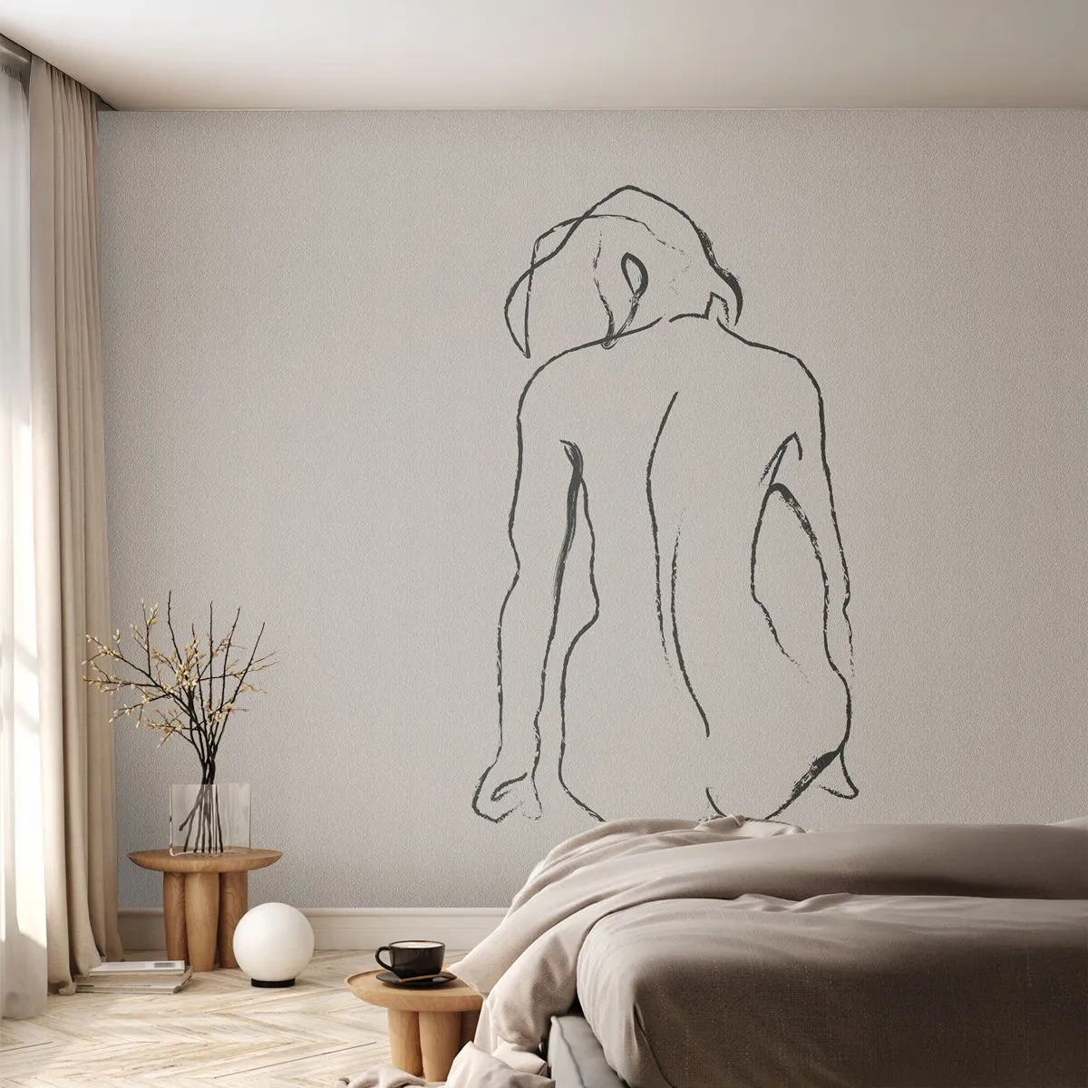 Tapet Standard Eco - Nud de fată - act, Linia, Desen - 150x105 cm