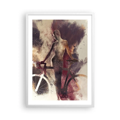 Poster în ramă albă - În forme de marmură sufletul ciclist - 50x70 cm