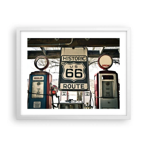 Poster în ramă albă - O călătorie americană retro - 50x40 cm