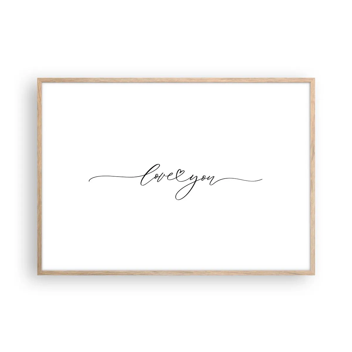 Poster în ramă de stejar deschis - Negru pe alb - 100x70 cm