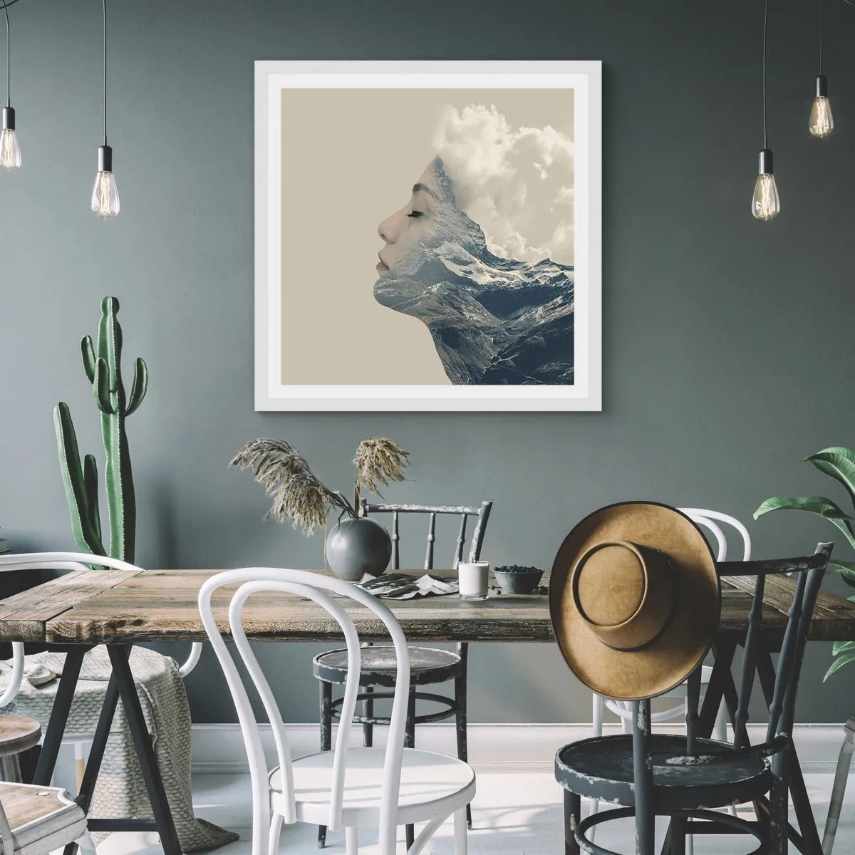 Poster în ramă albă - Frumusețea elementelor - 50x50 cm