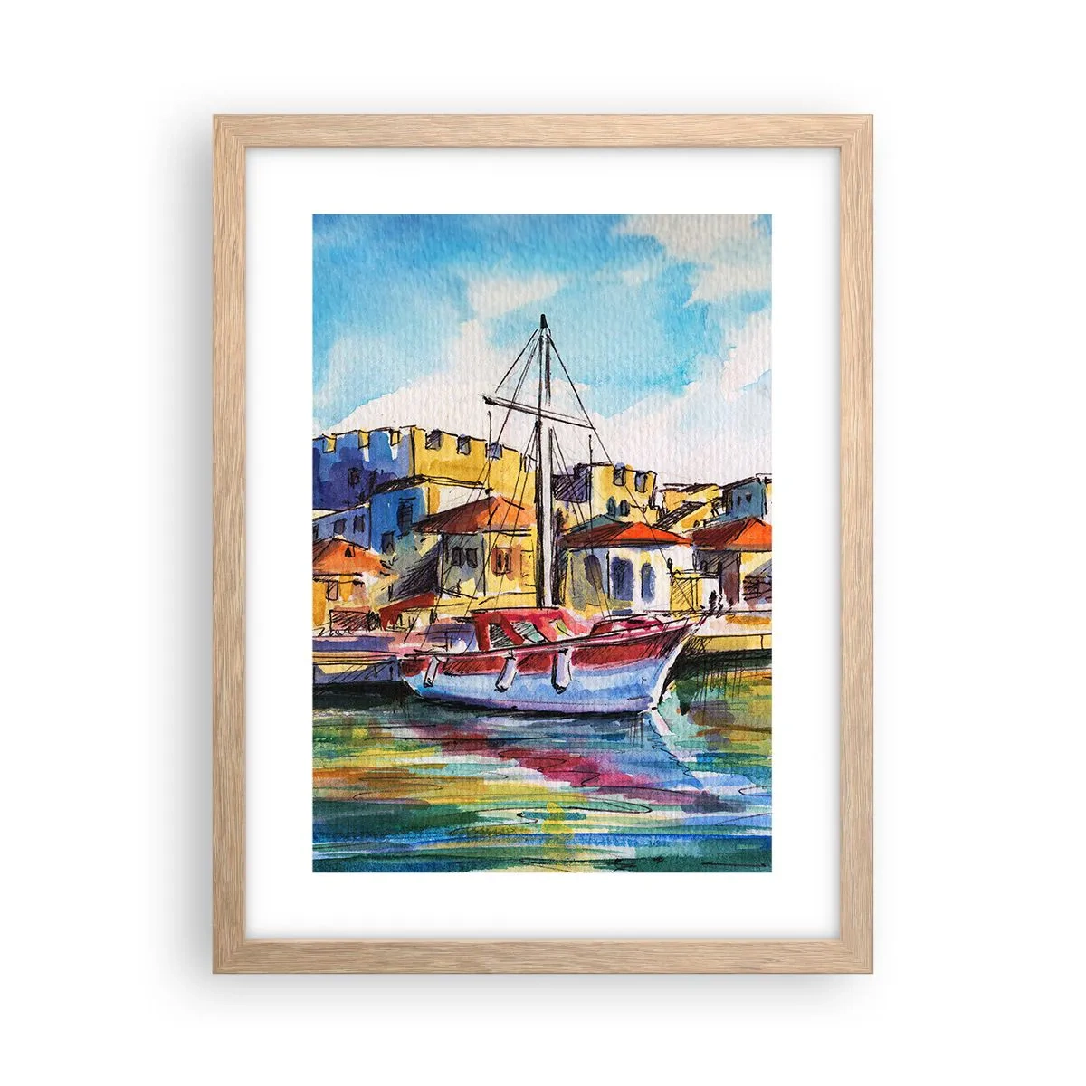 Poster în ramă de stejar deschis - Curcubeu după-amiază - 30x40 cm