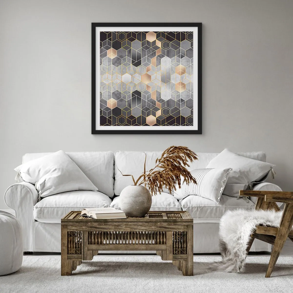 Poster în ramă neagră - Compoziție diamantată - 60x60 cm