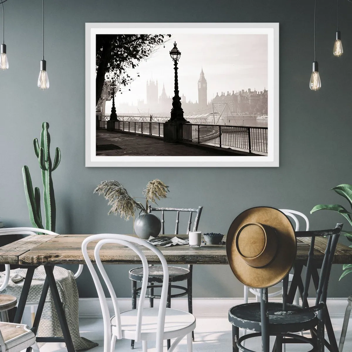 Poster în ramă albă - Londra de dimineața - 100x70 cm