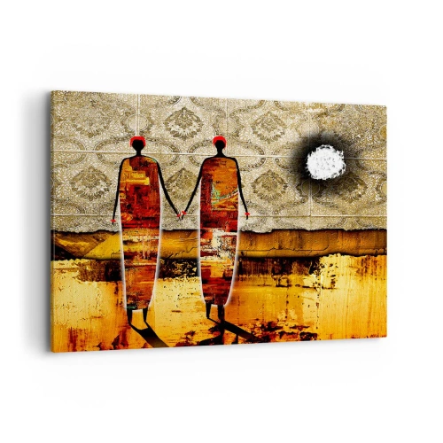 Tablou pe pânză - Compoziție etnică în culorile Africii - 100x70 cm