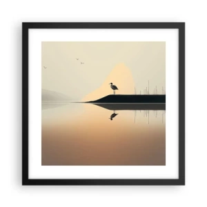Poster în ramă neagră - Domn pe lac - 40x40 cm