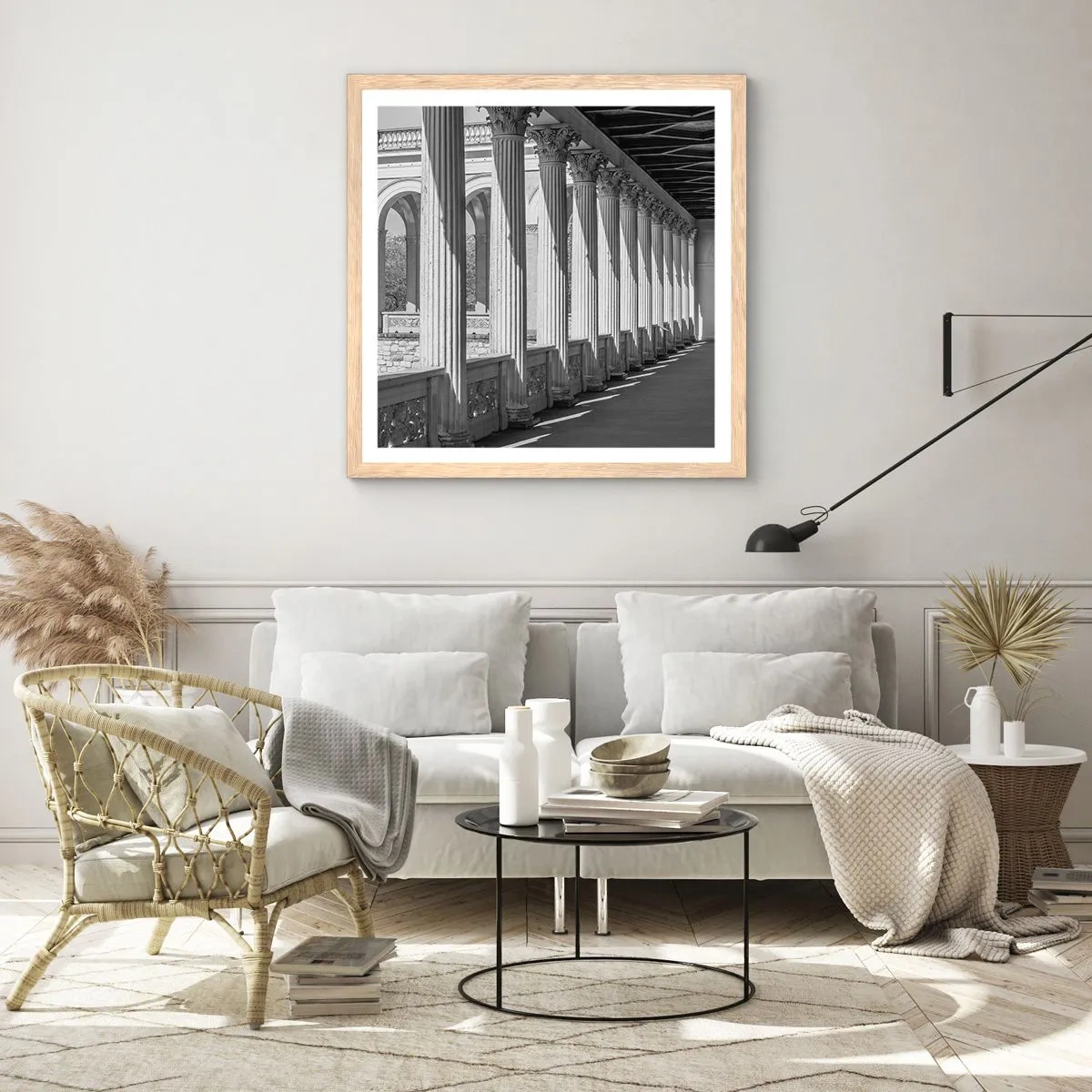 Poster în ramă de stejar deschis - Arcadă însorită - 60x60 cm
