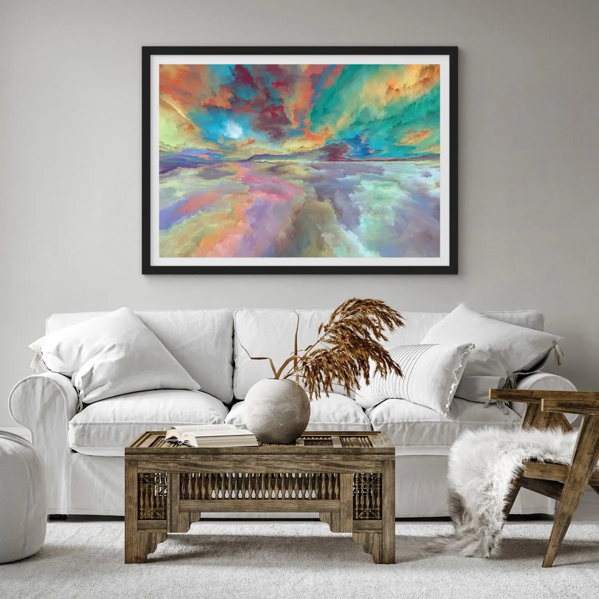 Poster în ramă neagră - Două ceruri - 91x61 cm