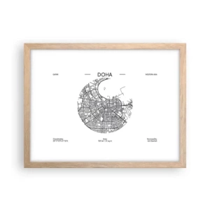 Poster în ramă de stejar deschis - Anatomia orașului Doha - 40x30 cm