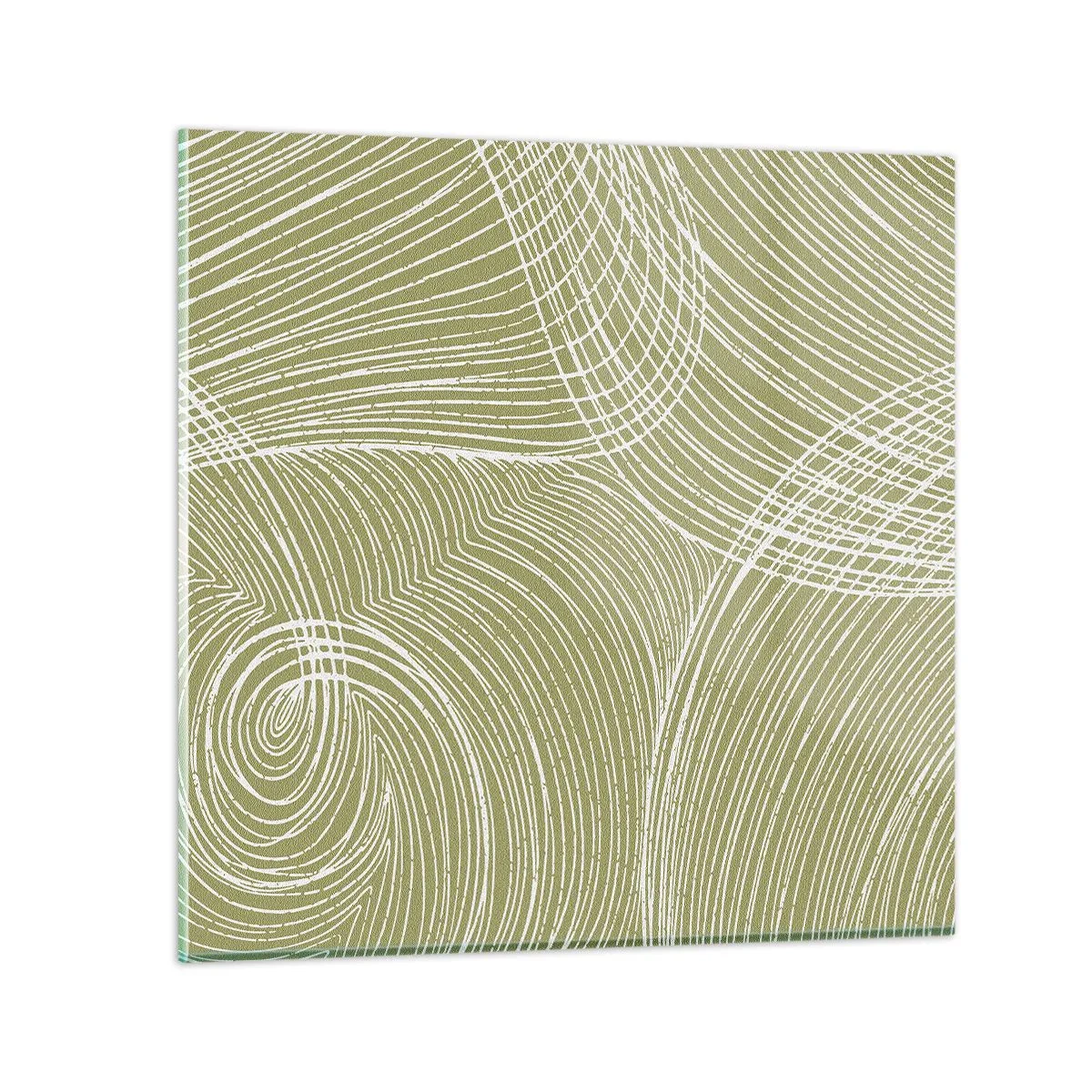 Tablou pe sticlă - Abstracție complicată în alb - 60x60 cm