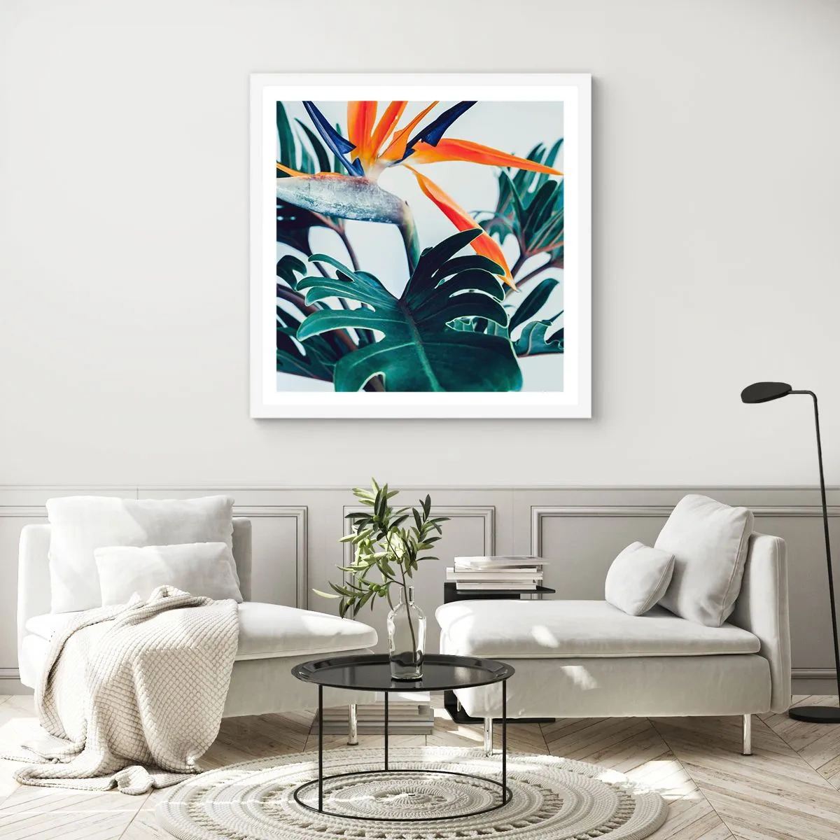 Poster în ramă albă - Tufiș sau pasăre? - 60x60 cm