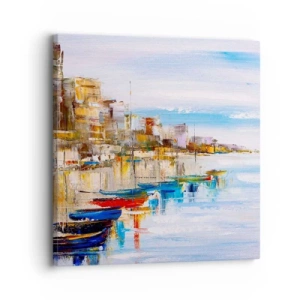 Tablou pe pânză - Port urban multicolor - 30x30 cm