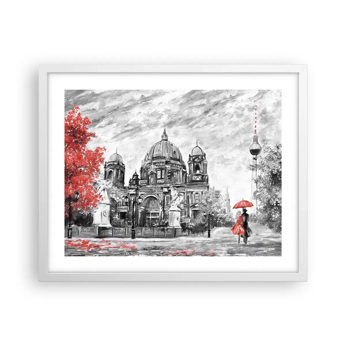 Poster în ramă albă - Reuniune în Berlin - 50x40 cm